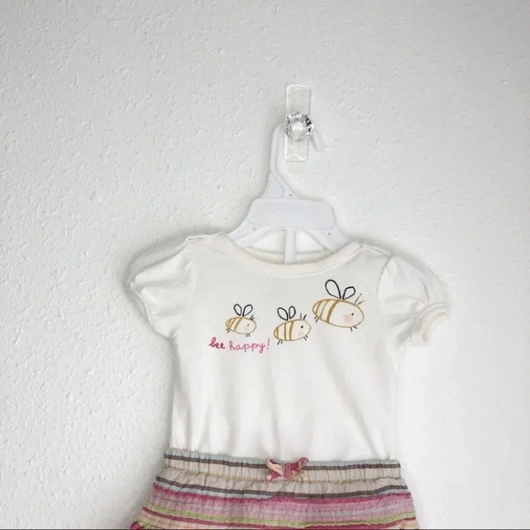 Baby Gap skirt outfit Bee Happy pastel linen stripes size 3-6 months - Picture 3 of 13